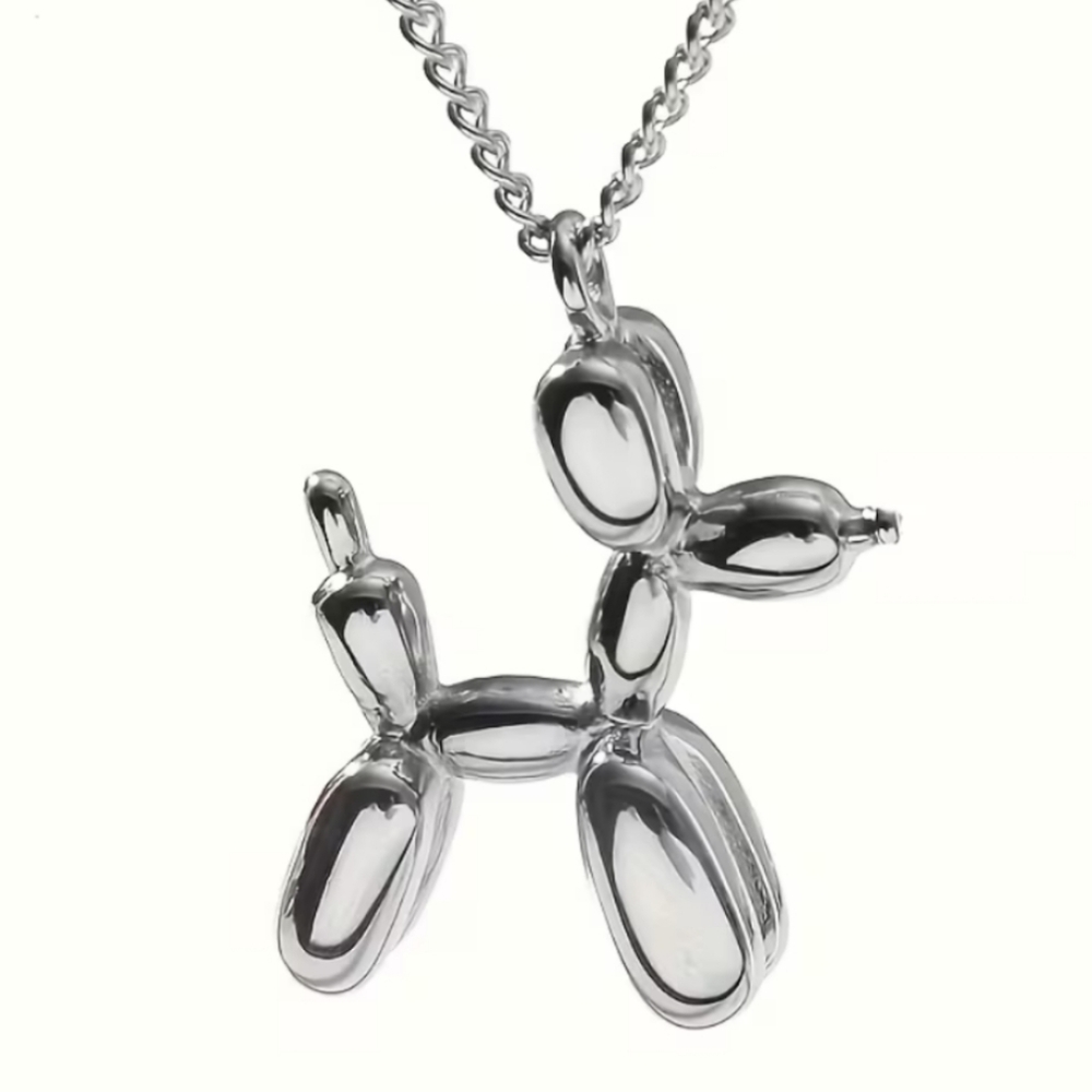 Silver Balloon Dog Pendant Necklace - Picture 6 of 7